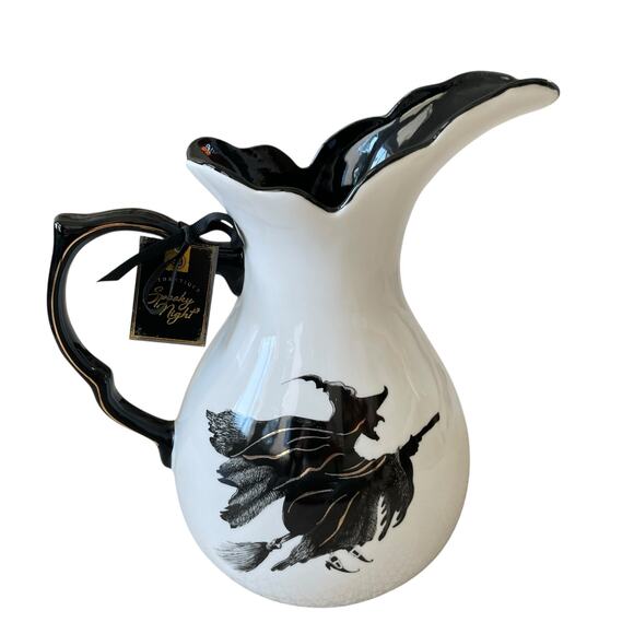 Potters Studio Witch’s Brew Halloween Pitcher 12in Flying Witch on Broom Spooky - Picture 2 of 15